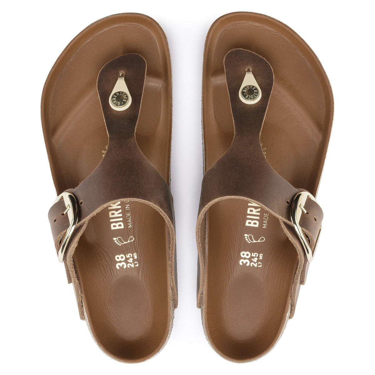 Birkenstock Premium Gizeh Big Buckle Cuir huilé - Cognac