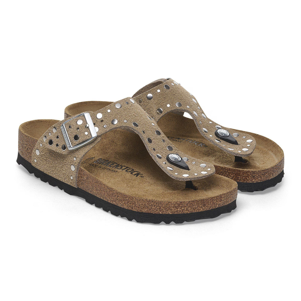 Birkenstock Confortable Gizeh Rivet Suède - Taupe