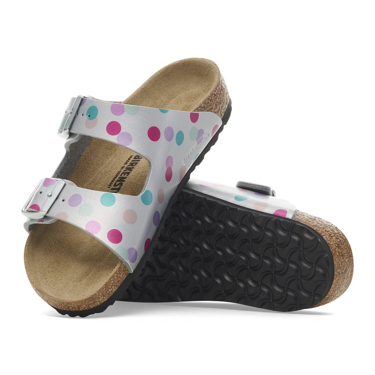 Birkenstock Confort Enfant Arizona Kids Birko-Flor - Electric Metallic Dots Silver