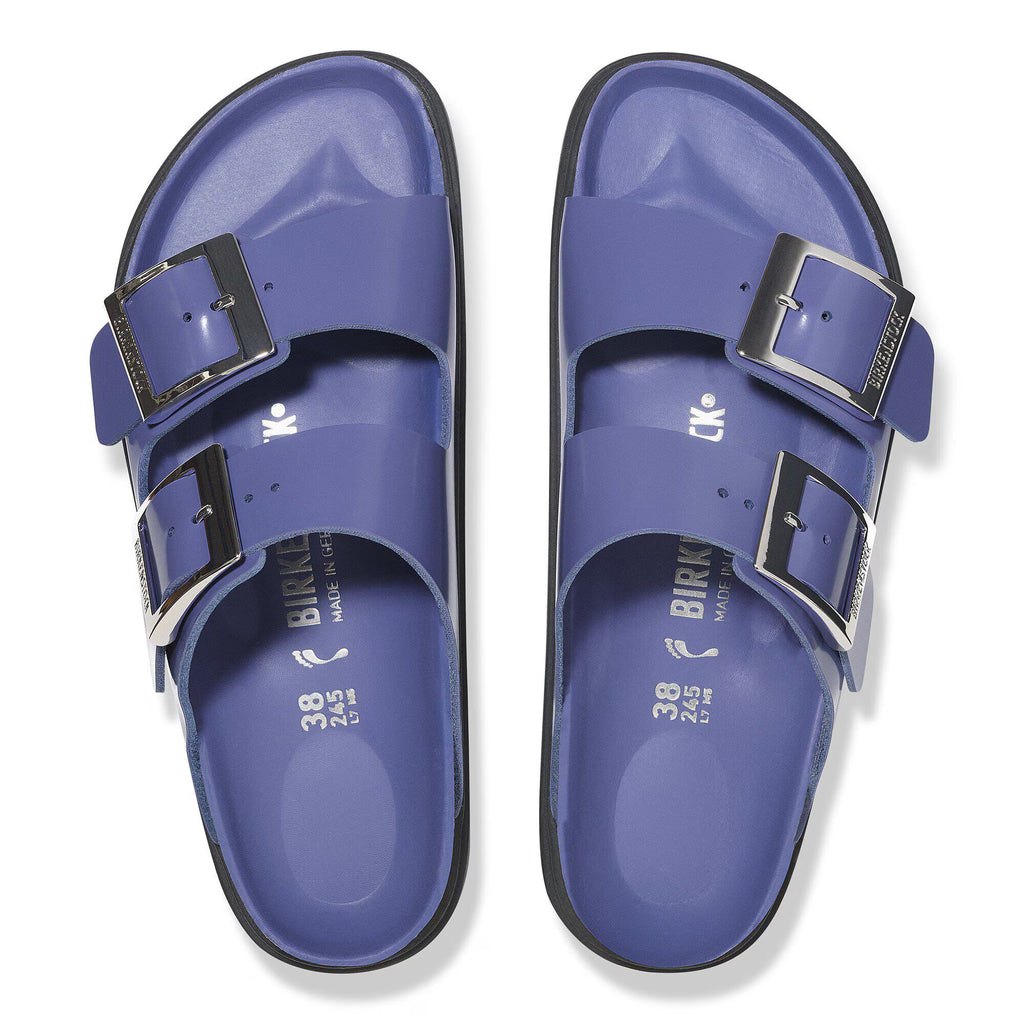 Birkenstock Premium Arizona Droplet Buckle Cuir naturel verni - High-Shine Purple Dusk