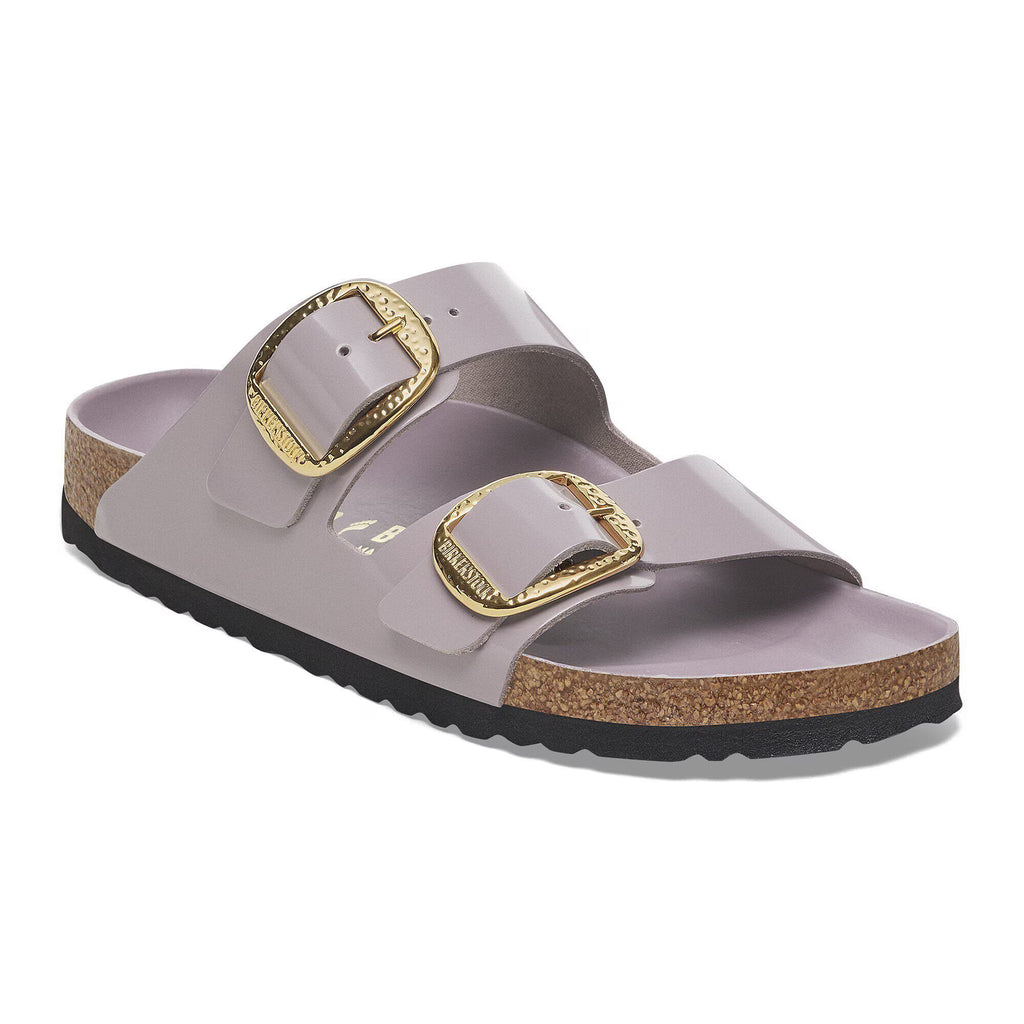 Birkenstock Premium Arizona Big Buckle Cuir naturel verni - High-Shine Faded Purple