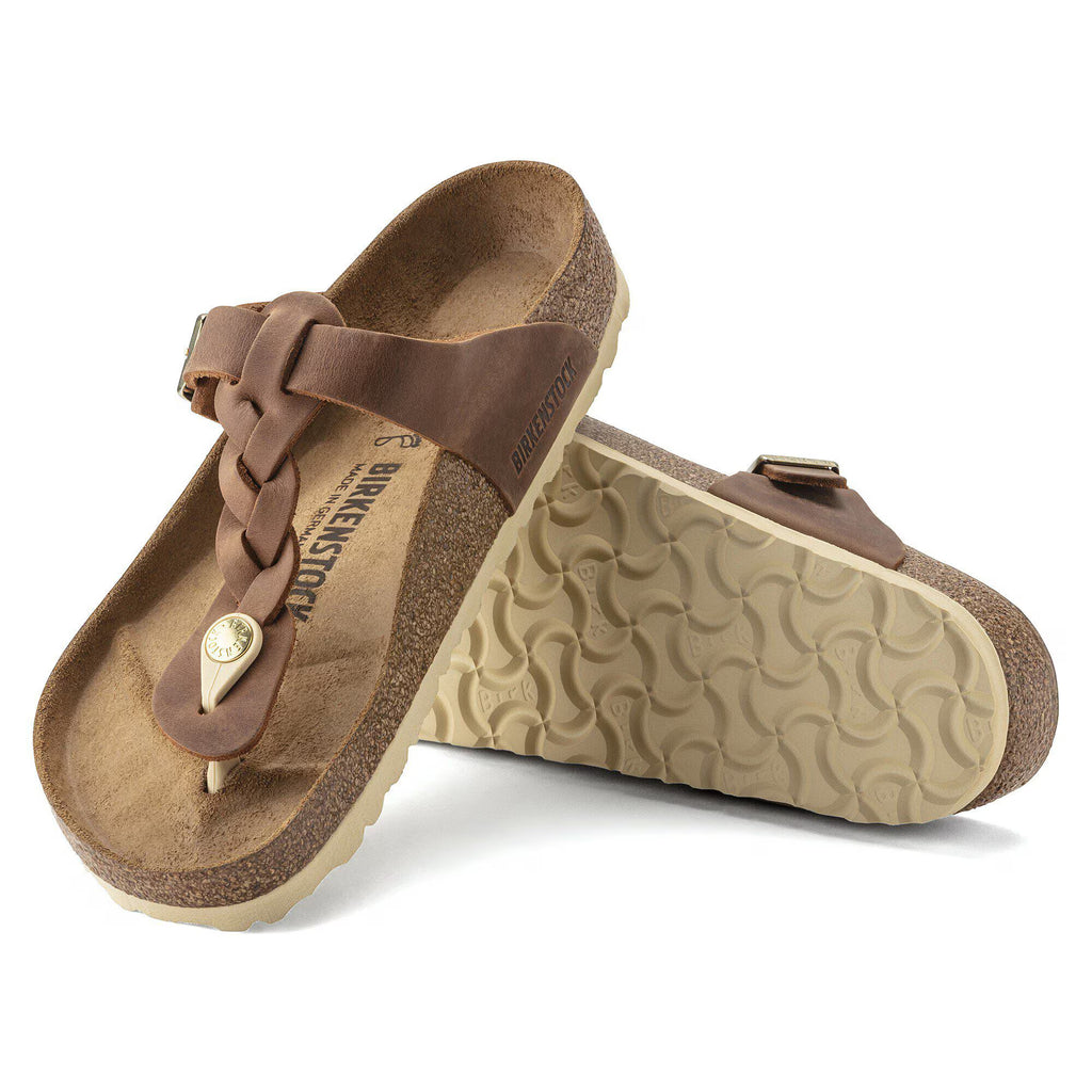 Birkenstock Premium Gizeh Braided Cuir huilé - Cognac