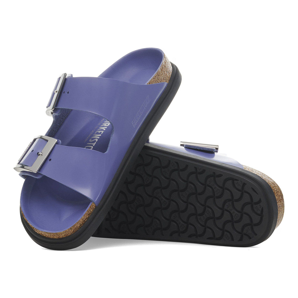 Birkenstock Premium Arizona Droplet Buckle Cuir naturel verni - High-Shine Purple Dusk
