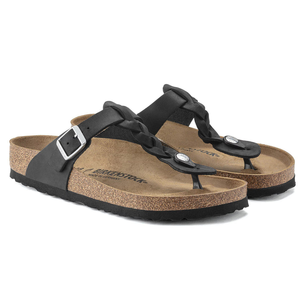 Birkenstock Premium Gizeh Braided Cuir huilé - Black