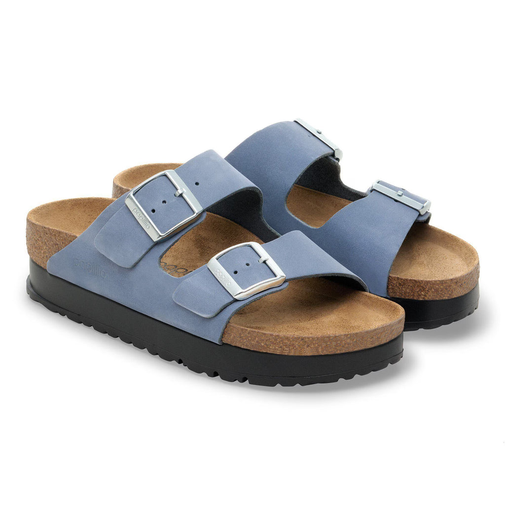 Birkenstock Premium Arizona Flex Platform Cuir nubuck - Stone Blue