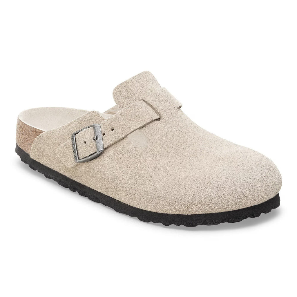 Birkenstock Confortable Boston Lit de pied souple Suède - Oyster Tonal