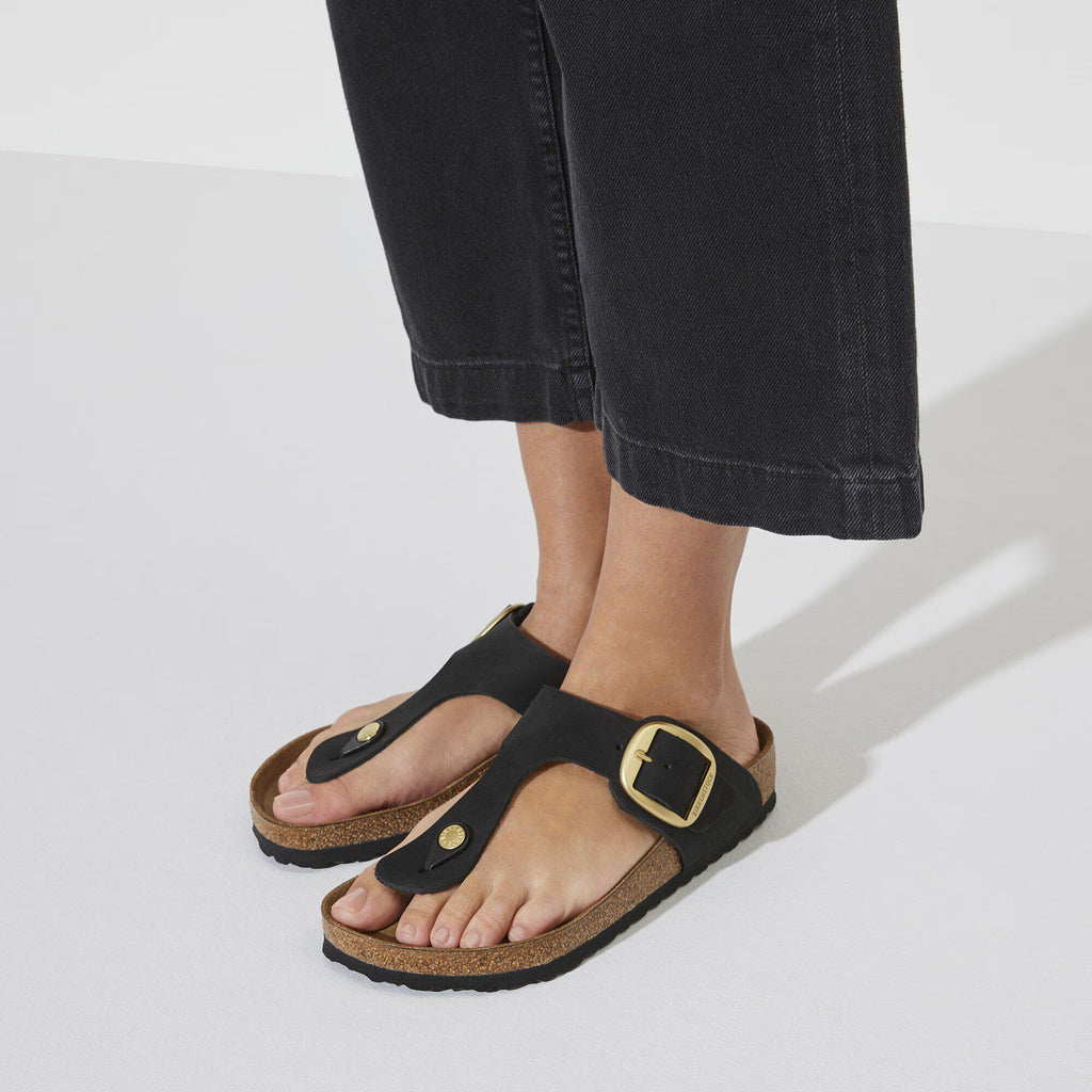 Birkenstock Premium Gizeh Big Buckle Cuir nubuck - Black