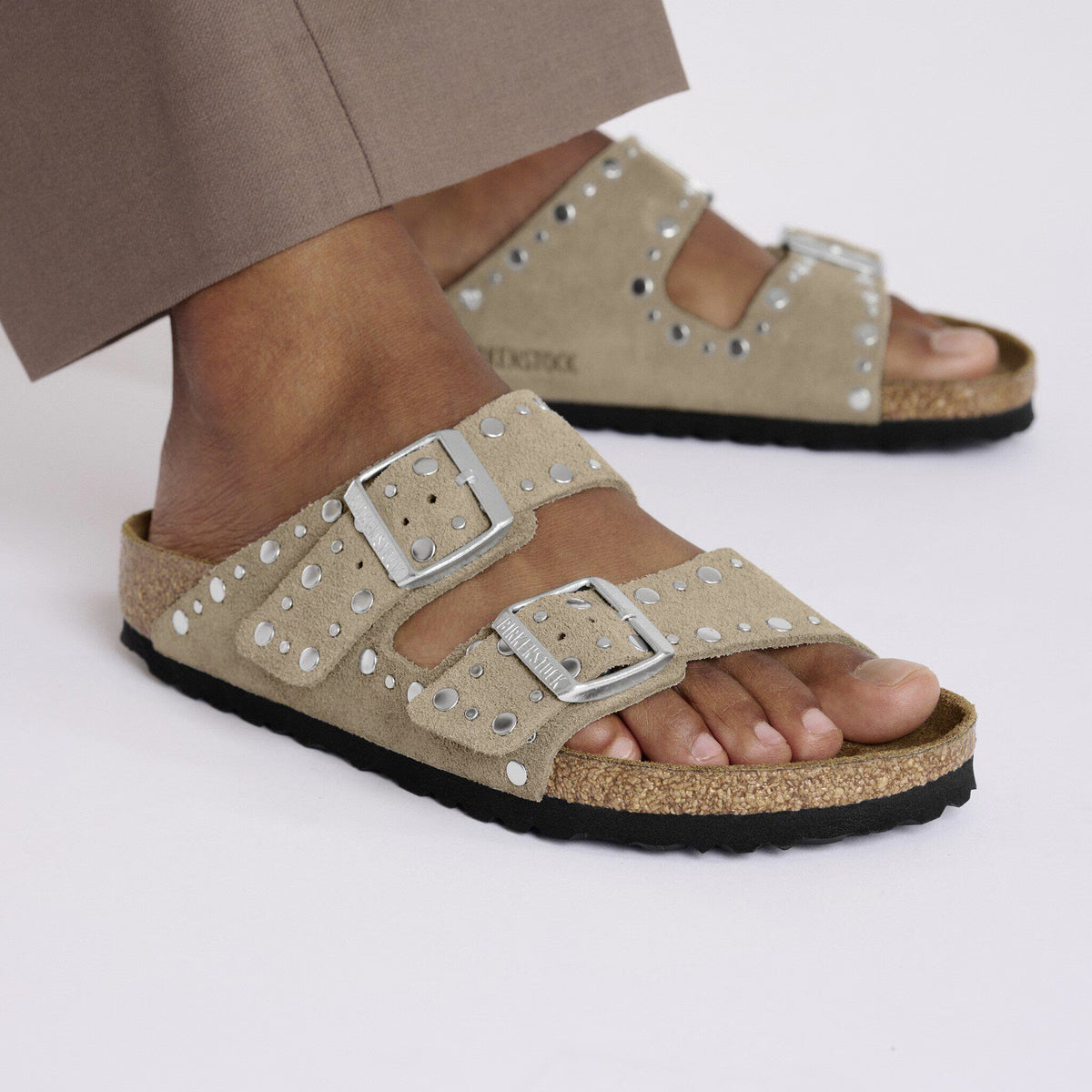 Birkenstock Confortable Arizona Rivet Suède - Taupe