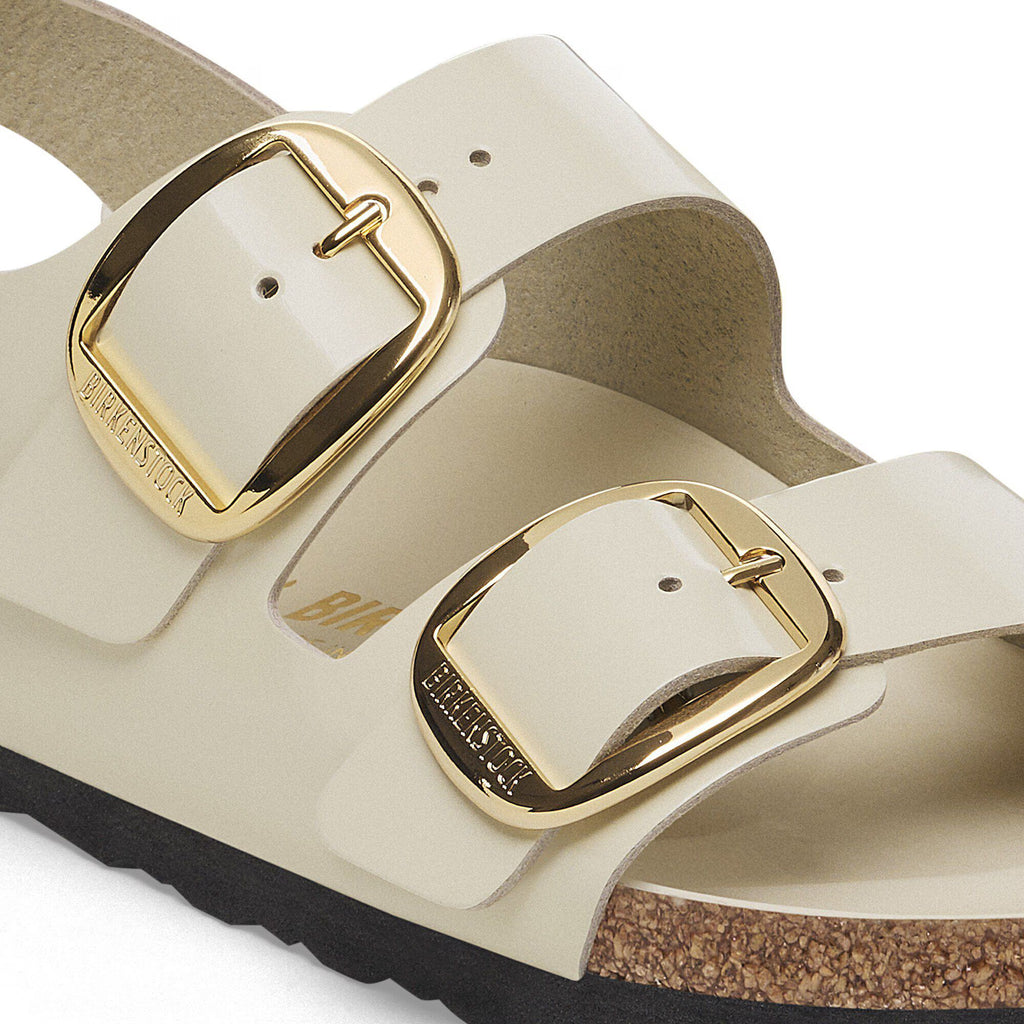 Birkenstock Premium Milano Big Buckle Cuir naturel verni - High-Shine Ecru
