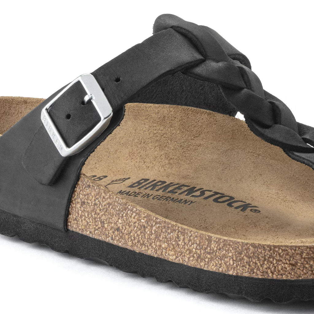 Birkenstock Premium Gizeh Braided Cuir huilé - Black