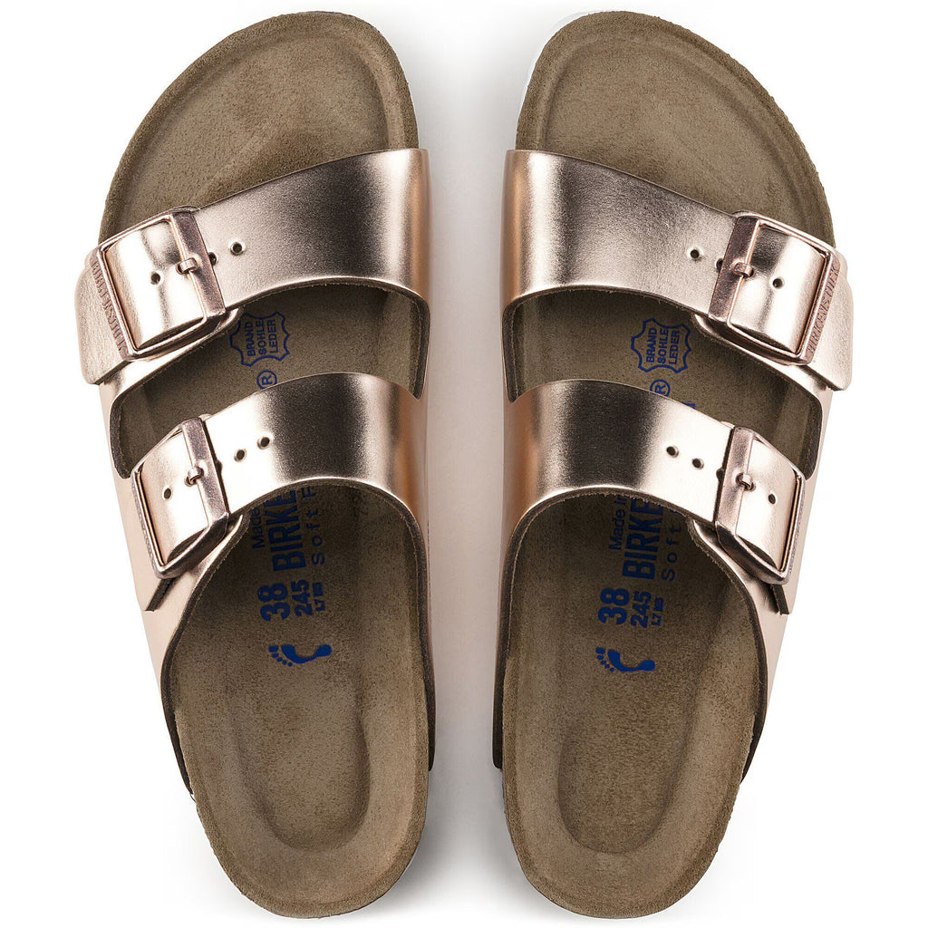 Birkenstock Premium Arizona Lit de pied souple Cuir naturel - Metallic Copper
