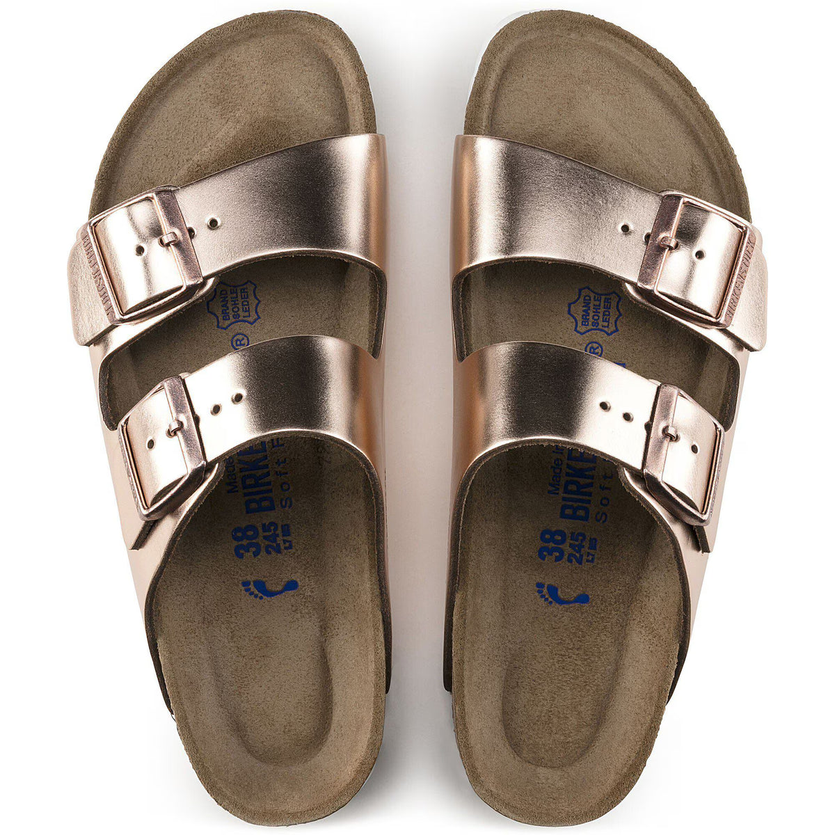 Birkenstock Premium Arizona Lit de pied souple Cuir naturel - Metallic Copper
