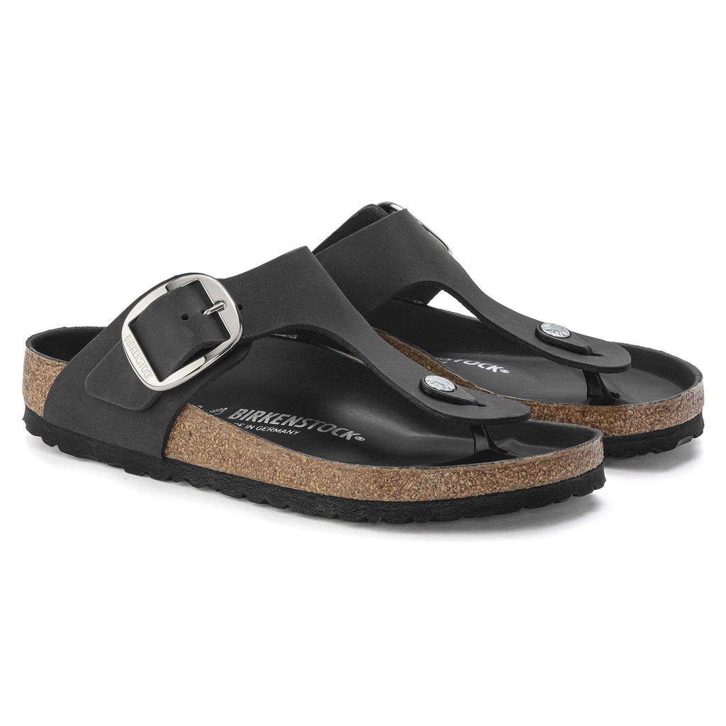 Birkenstock Premium Gizeh Big Buckle Cuir huilé - Black