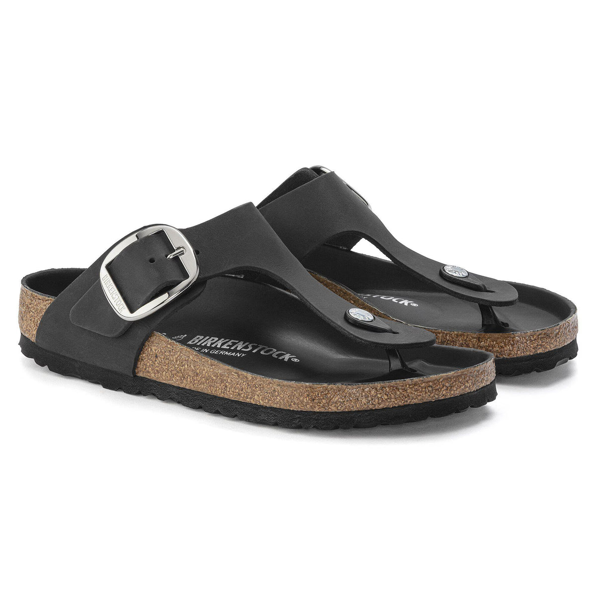 Birkenstock Premium Gizeh Big Buckle Cuir huilé - Black
