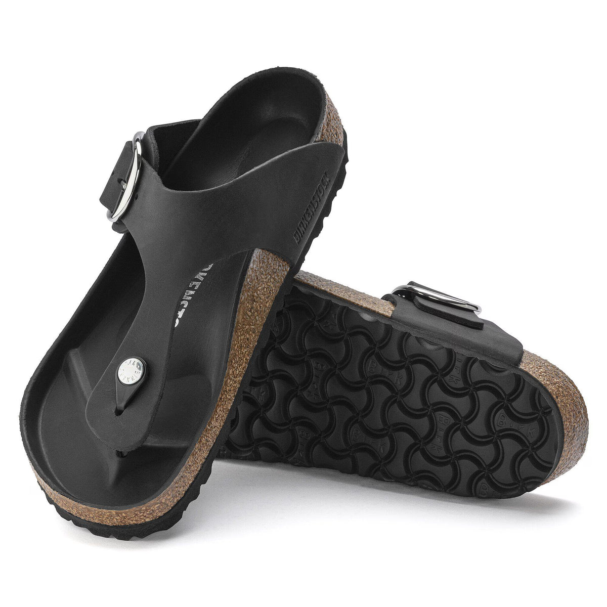 Birkenstock Premium Gizeh Big Buckle Cuir huilé - Black