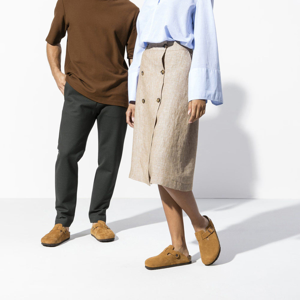 Birkenstock Confortable Boston Lit de pied souple Suède - Mink