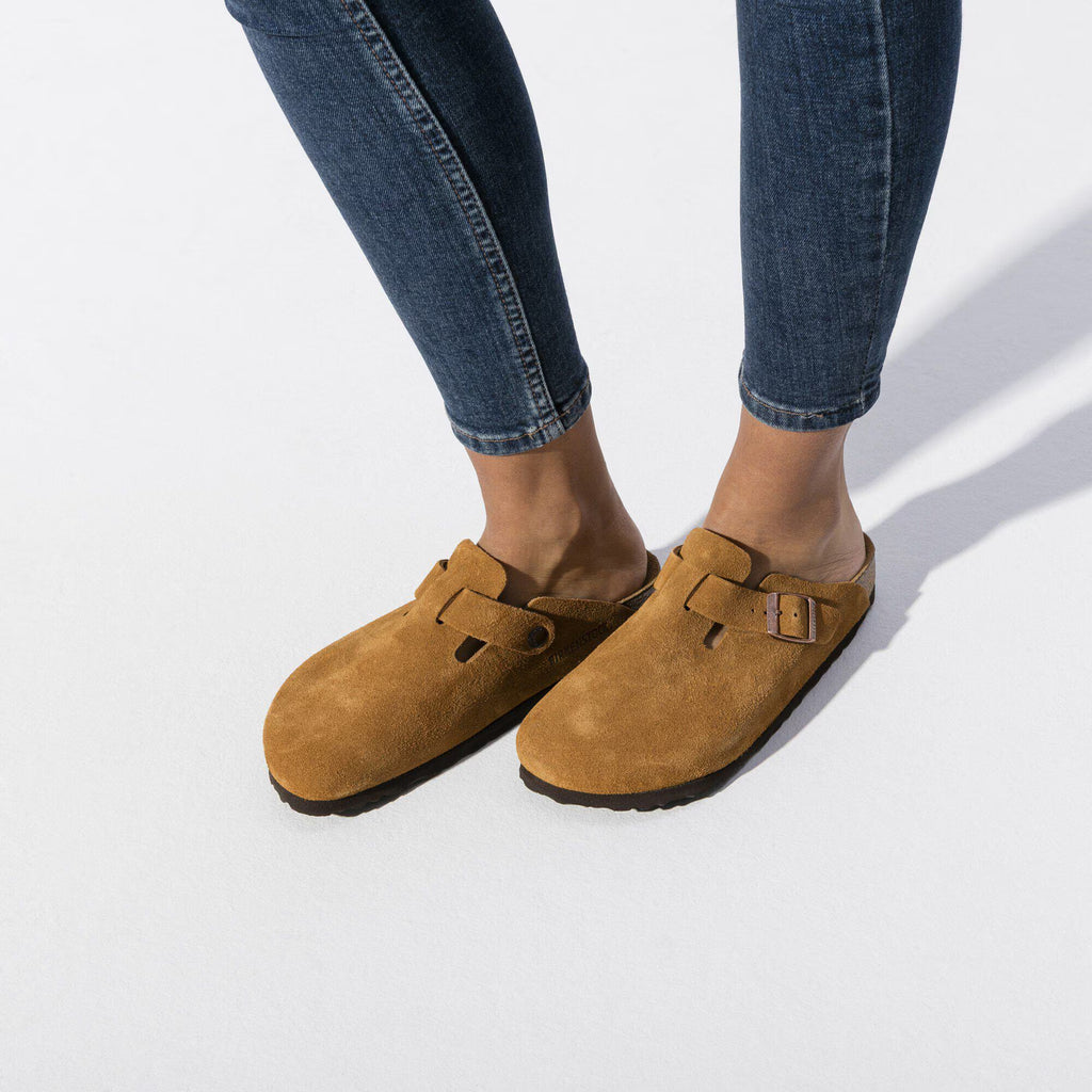 Birkenstock Confortable Boston Lit de pied souple Suède - Mink