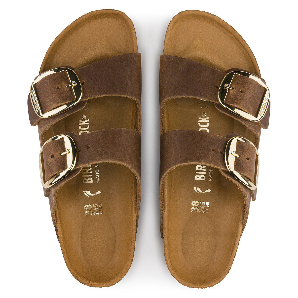 Birkenstock Premium Arizona Big Buckle Cuir huilé - Cognac