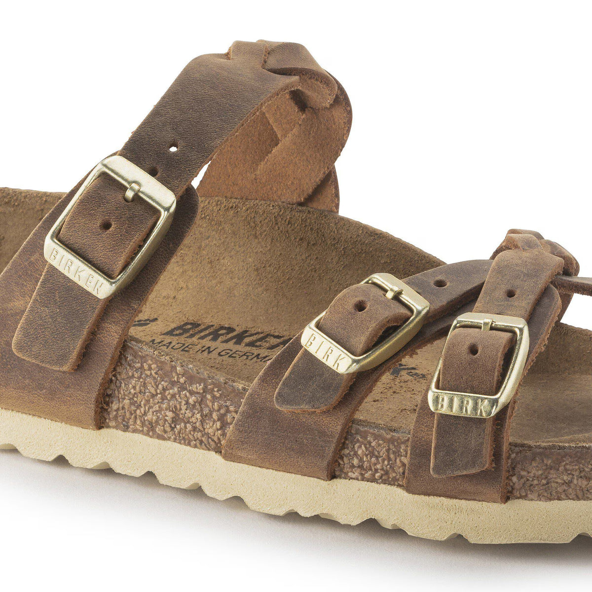 Birkenstock Premium Franca Braided Cuir huilé - Cognac