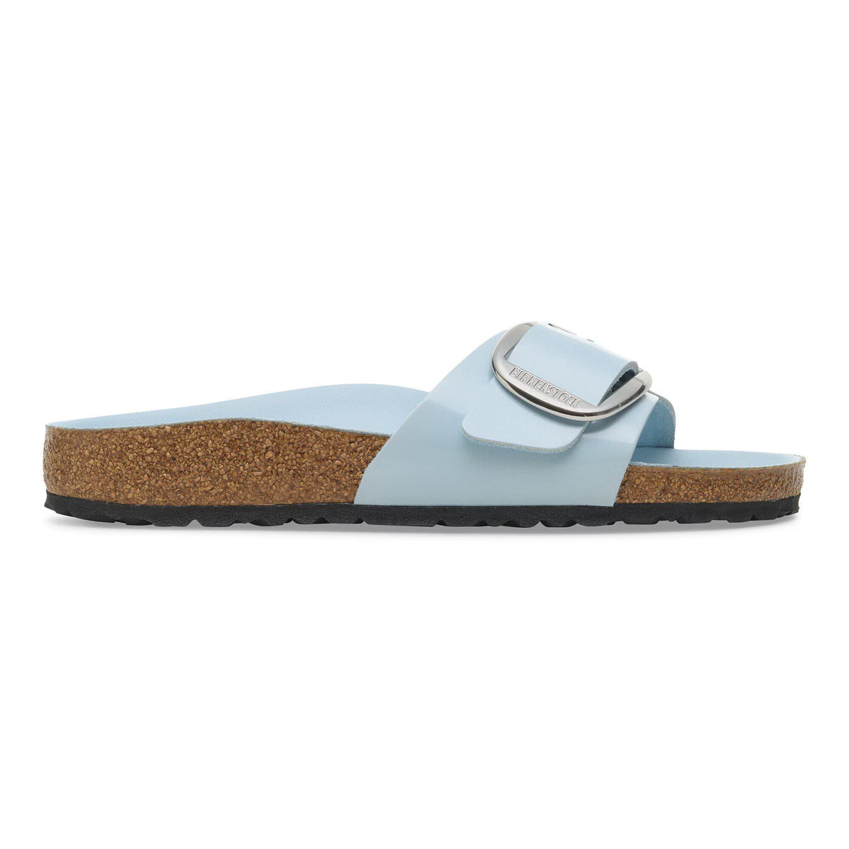 Birkenstock Premium Madrid Big Buckle Cuir naturel verni - Baby Blue High Shine