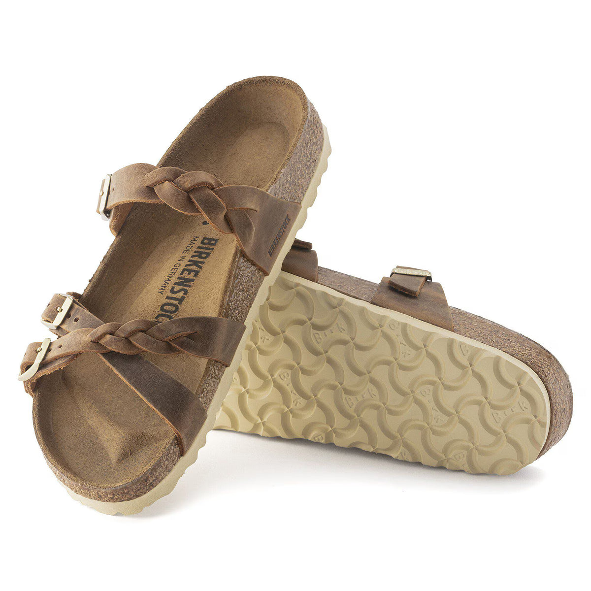 Birkenstock Premium Franca Braided Cuir huilé - Cognac