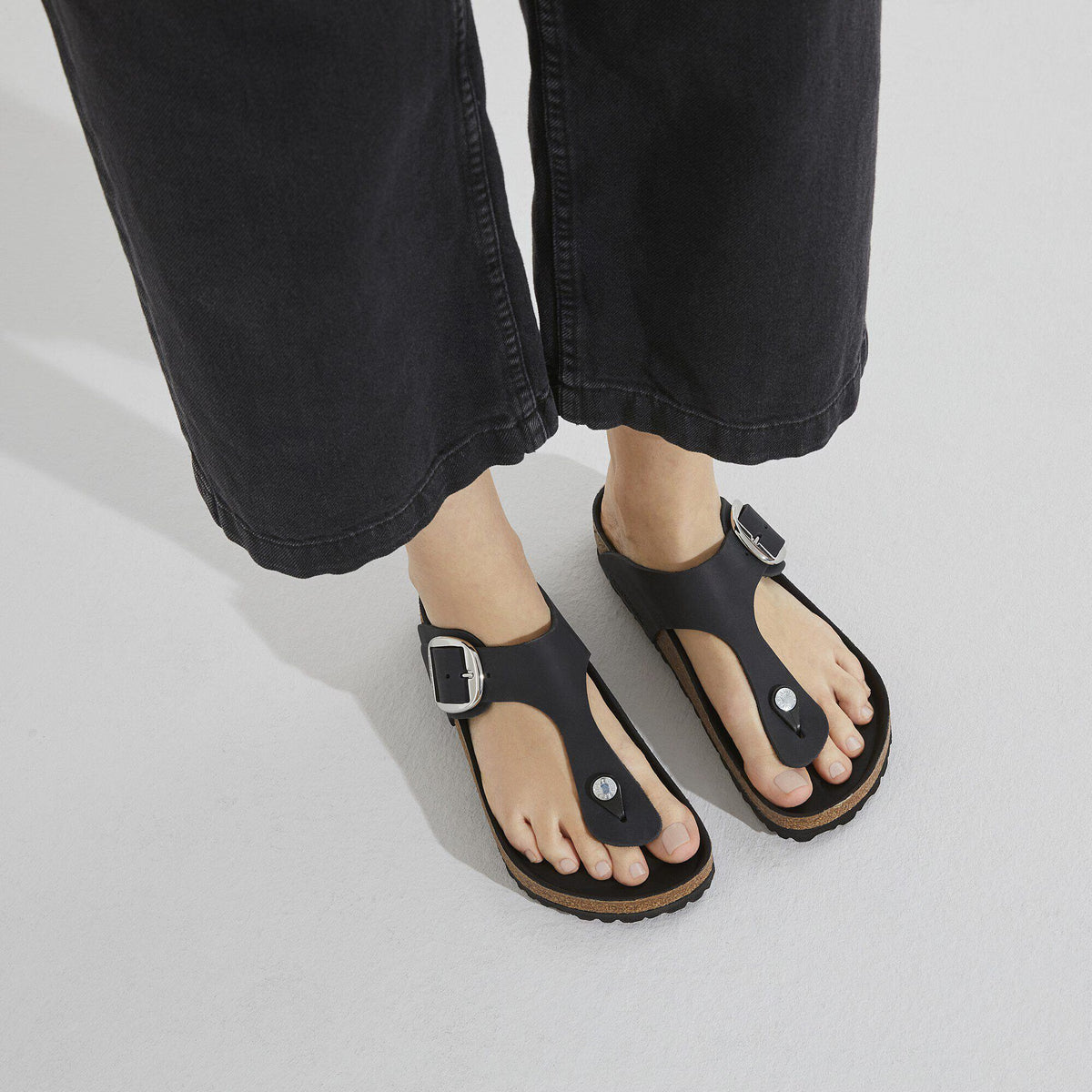 Birkenstock Premium Gizeh Big Buckle Cuir huilé - Black