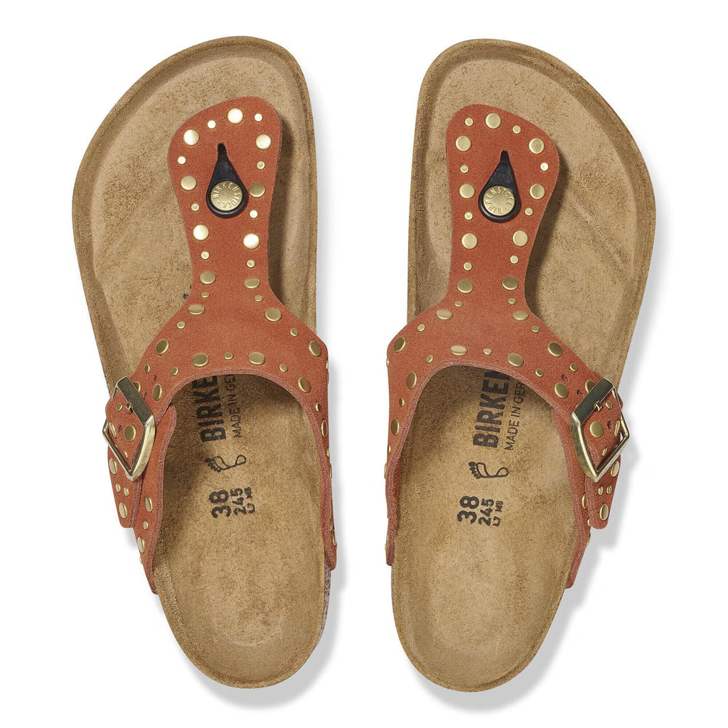 Birkenstock Confortable Gizeh Rivet Suède - Dark Rust