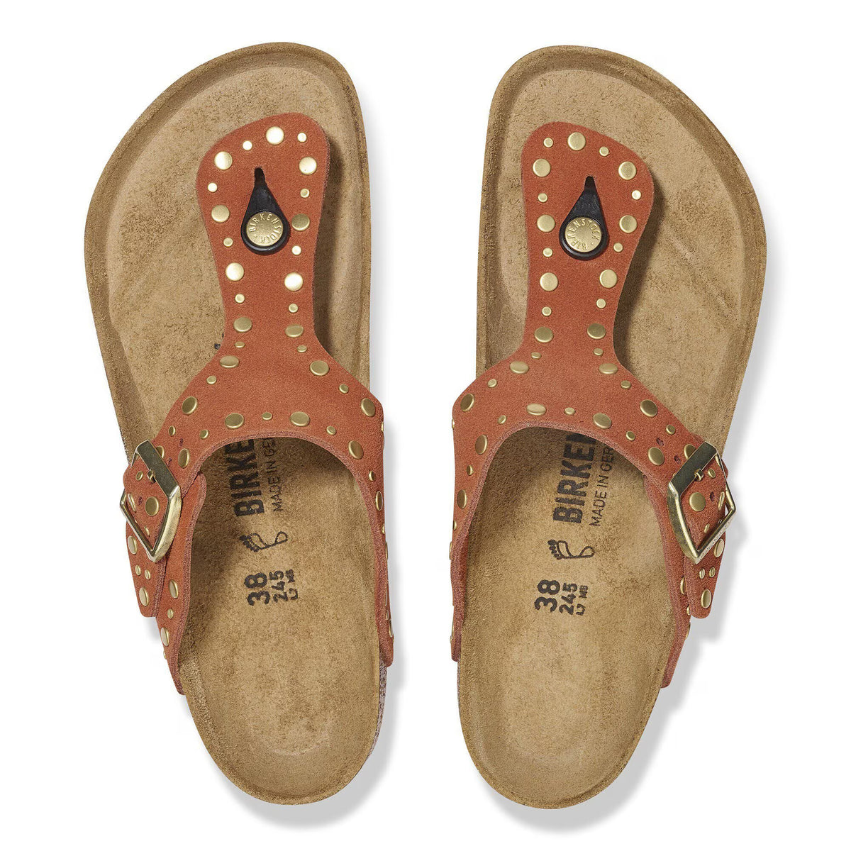 Birkenstock Confortable Gizeh Rivet Suède - Dark Rust