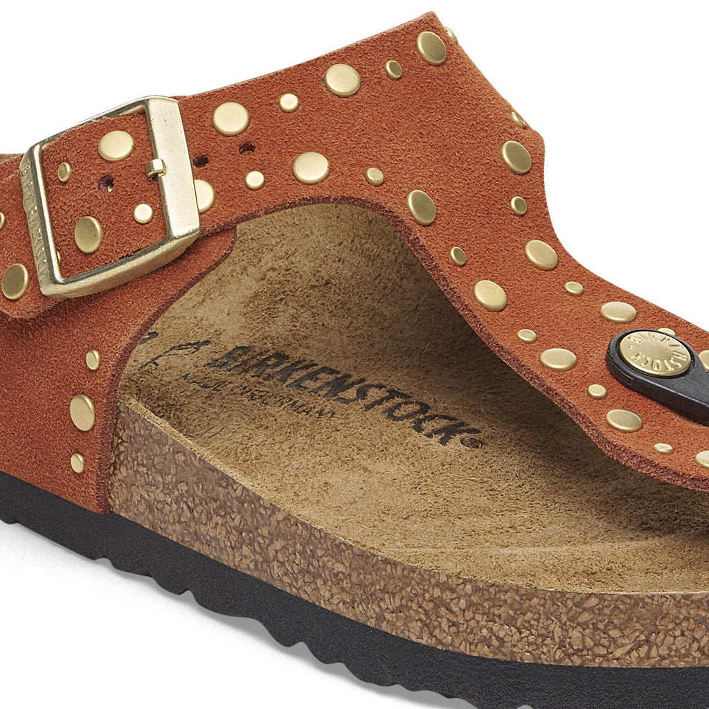 Birkenstock Confortable Gizeh Rivet Suède - Dark Rust