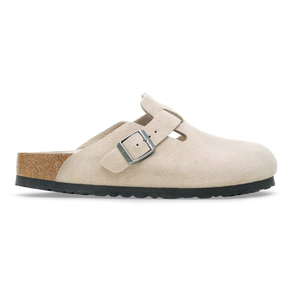 Birkenstock Confortable Boston Lit de pied souple Suède - Oyster Tonal