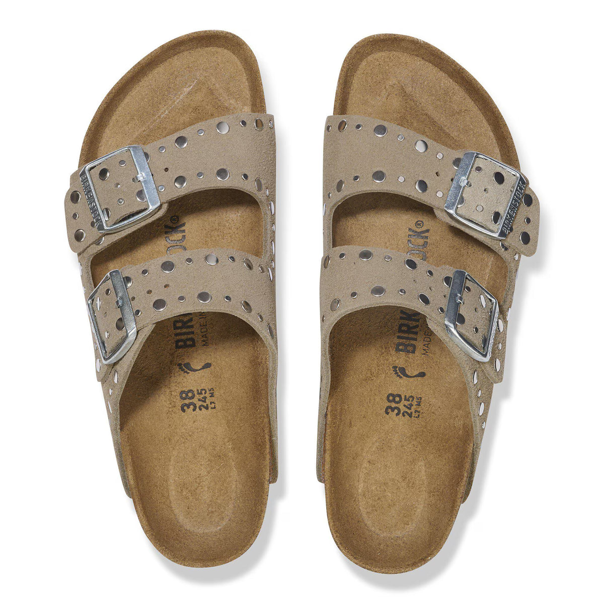 Birkenstock Confortable Arizona Rivet Suède - Taupe