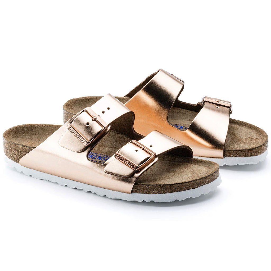 Birkenstock Premium Arizona Lit de pied souple Cuir naturel - Metallic Copper