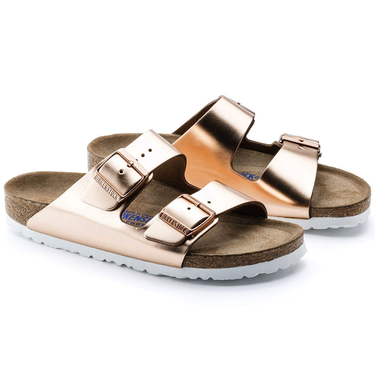 Birkenstock Premium Arizona Lit de pied souple Cuir naturel - Metallic Copper