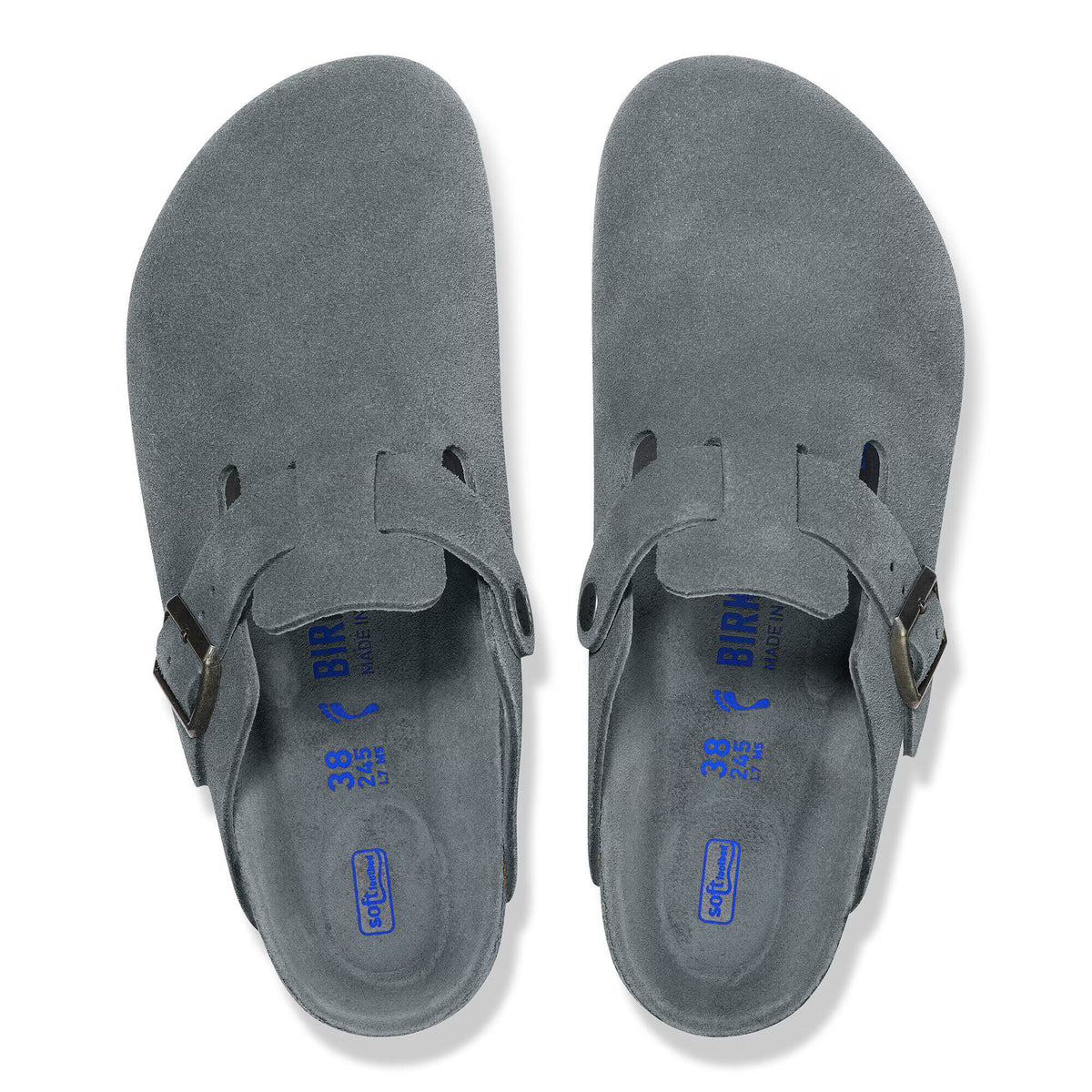 Birkenstock Confortable Boston Lit de pied souple Suède - Basalt Gray Tonal