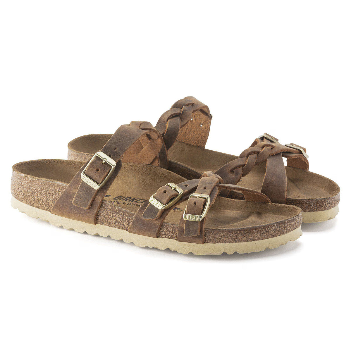 Birkenstock Premium Franca Braided Cuir huilé - Cognac