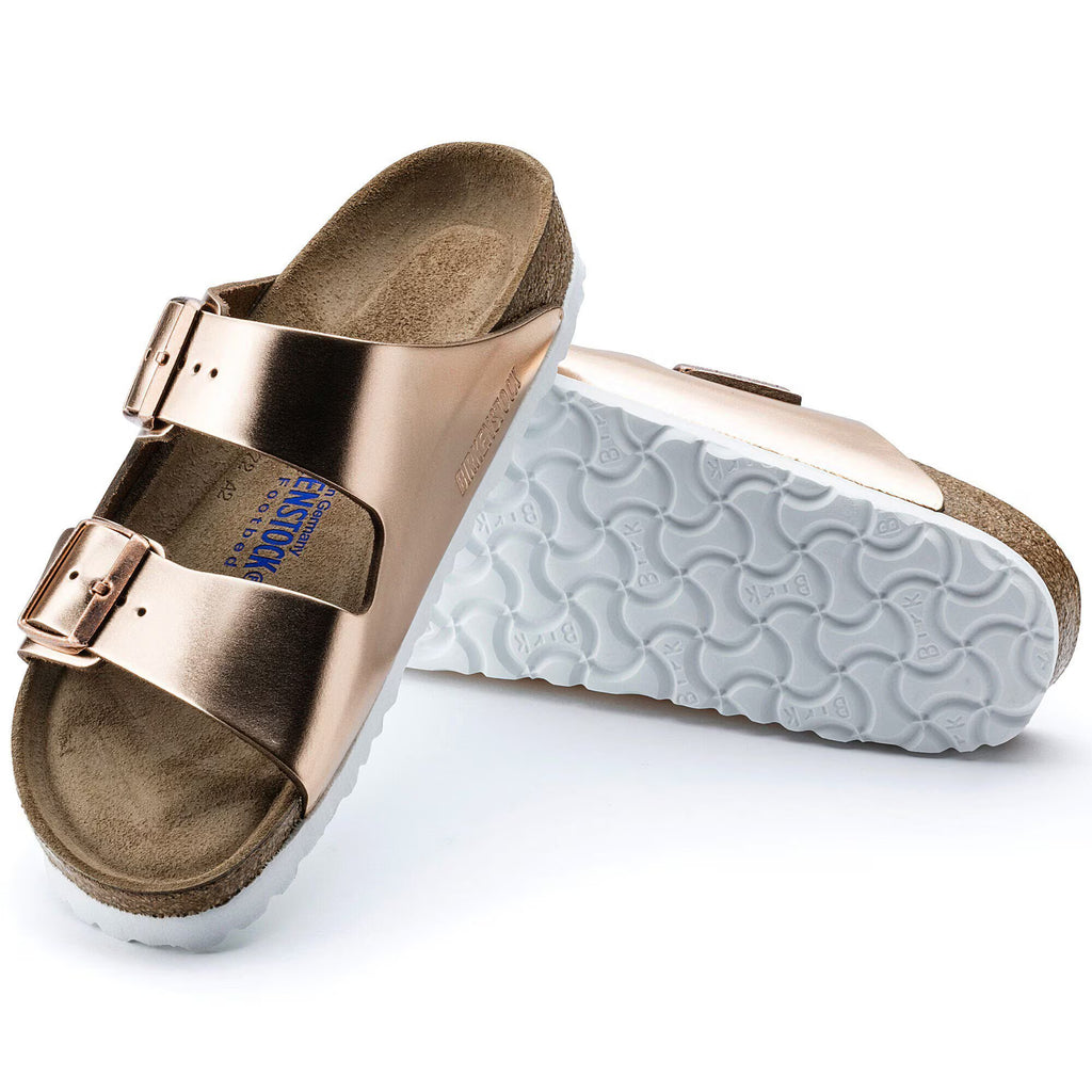 Birkenstock Premium Arizona Lit de pied souple Cuir naturel - Metallic Copper