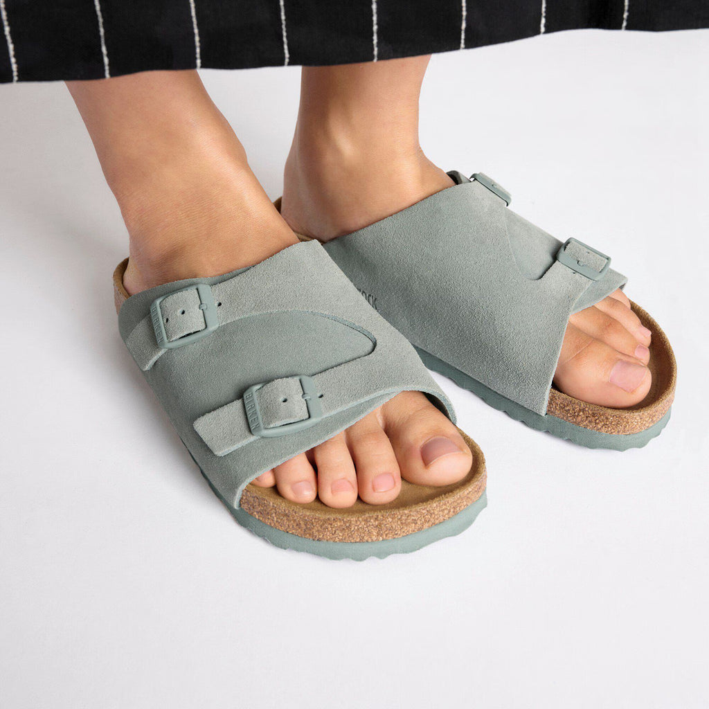 Birkenstock Confortable Zürich Suède - Pure Sage