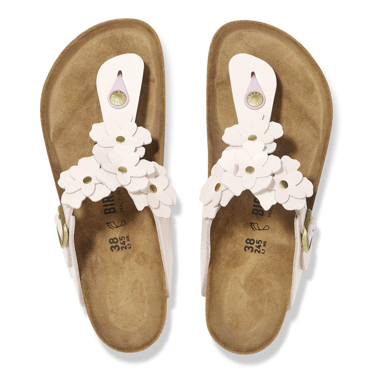 Birkenstock Premium Gizeh Flower Embellishment Cuir naturel - Light Rose