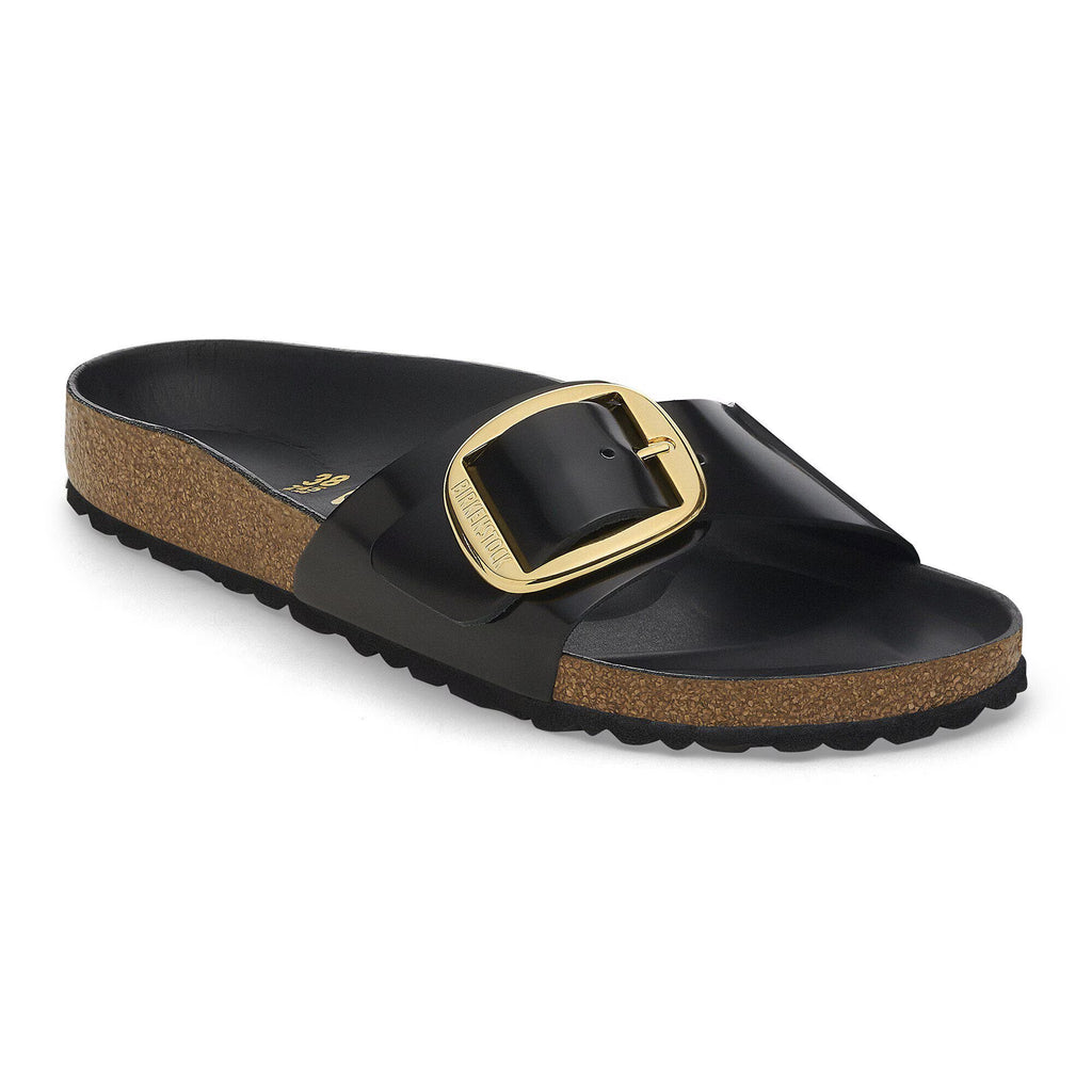 Birkenstock Premium Madrid Big Buckle Cuir naturel verni - High Shine Black