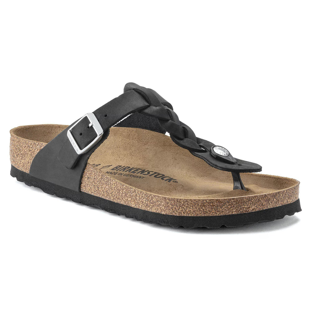 Birkenstock Premium Gizeh Braided Cuir huilé - Black