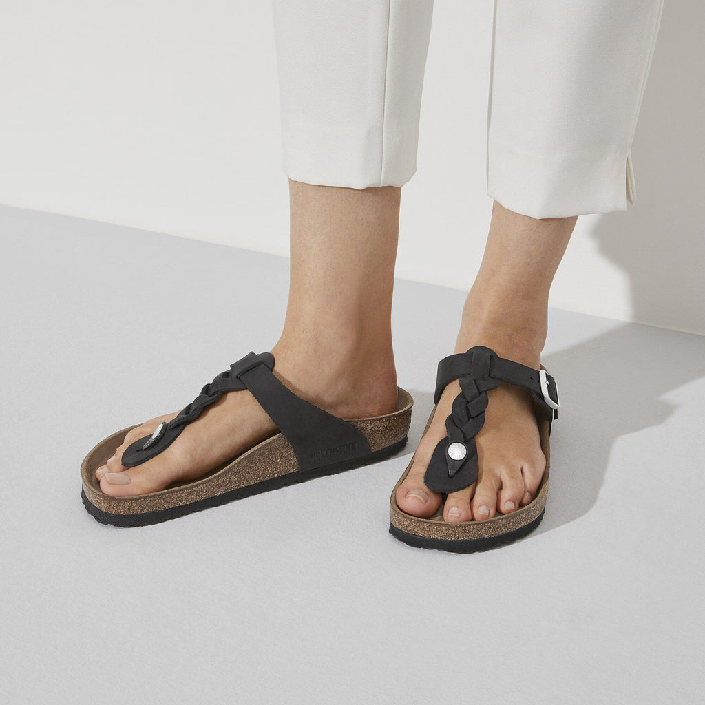 Birkenstock Premium Gizeh Braided Cuir huilé - Black