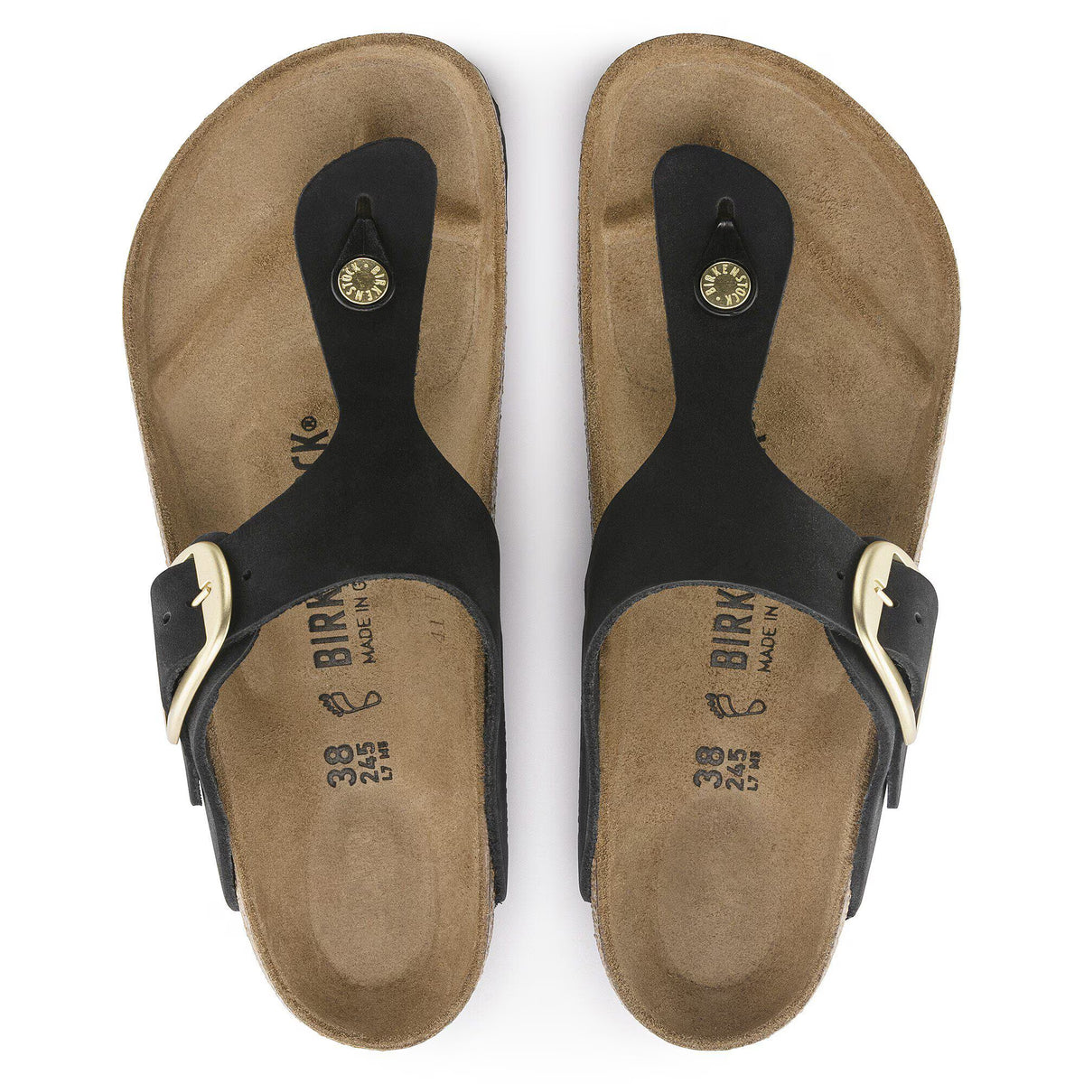Birkenstock Premium Gizeh Big Buckle Cuir nubuck - Black