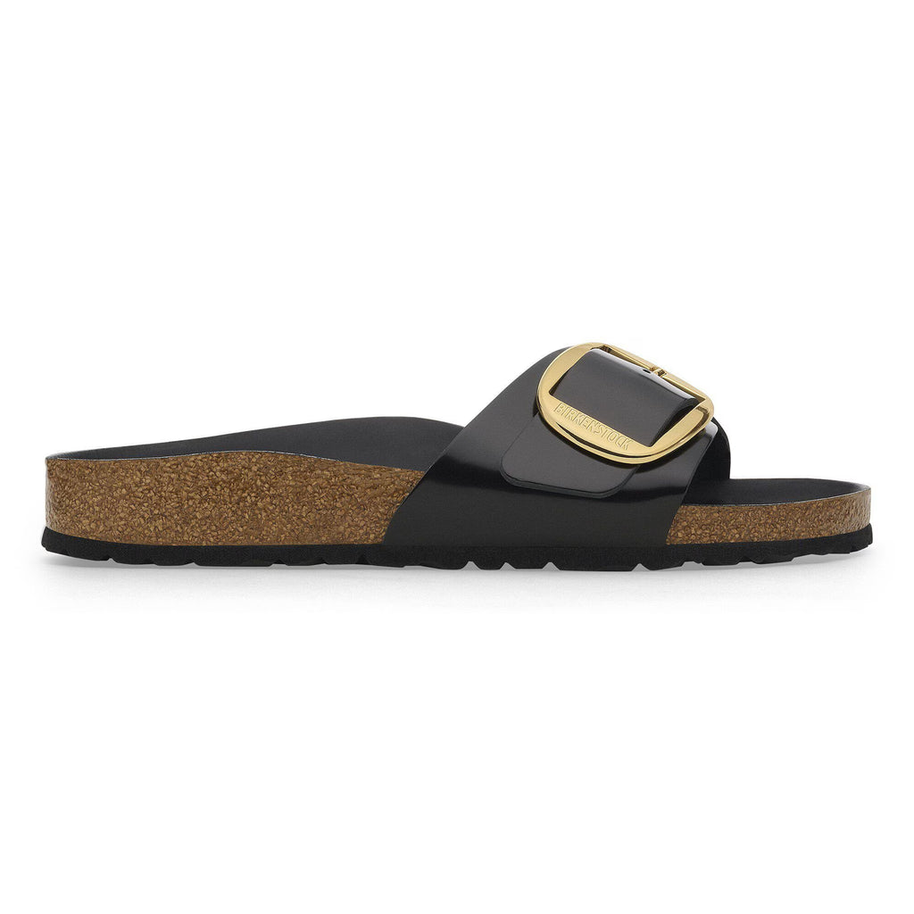 Birkenstock Premium Madrid Big Buckle Cuir naturel verni - High Shine Black
