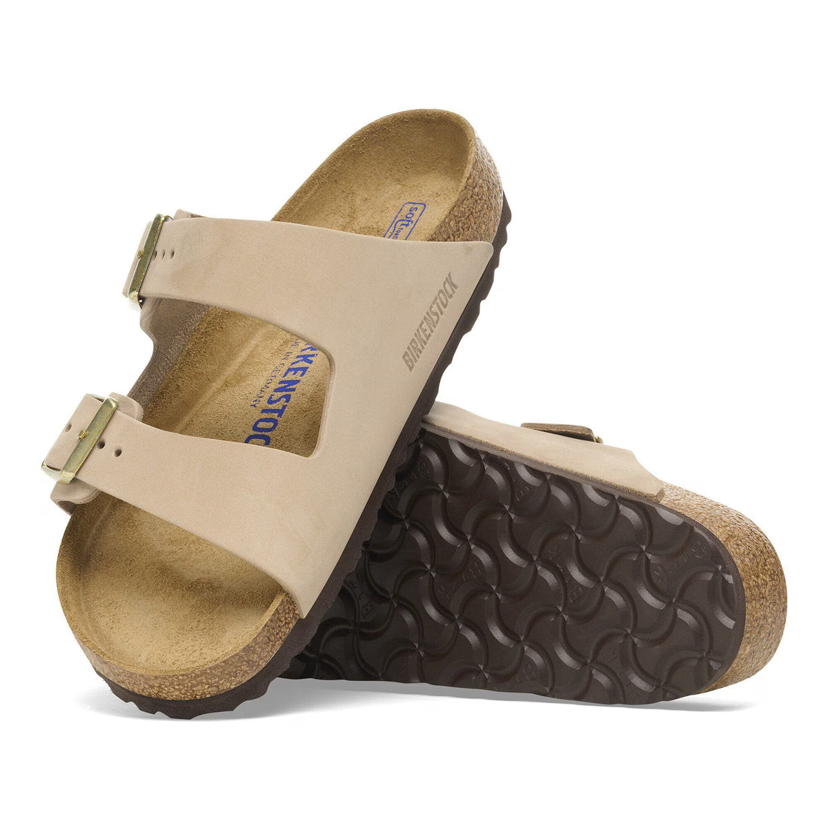 Birkenstock Premium Arizona Lit de pied souple Cuir nubuck - Sandcastle
