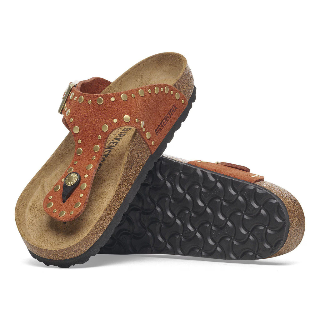 Birkenstock Confortable Gizeh Rivet Suède - Dark Rust