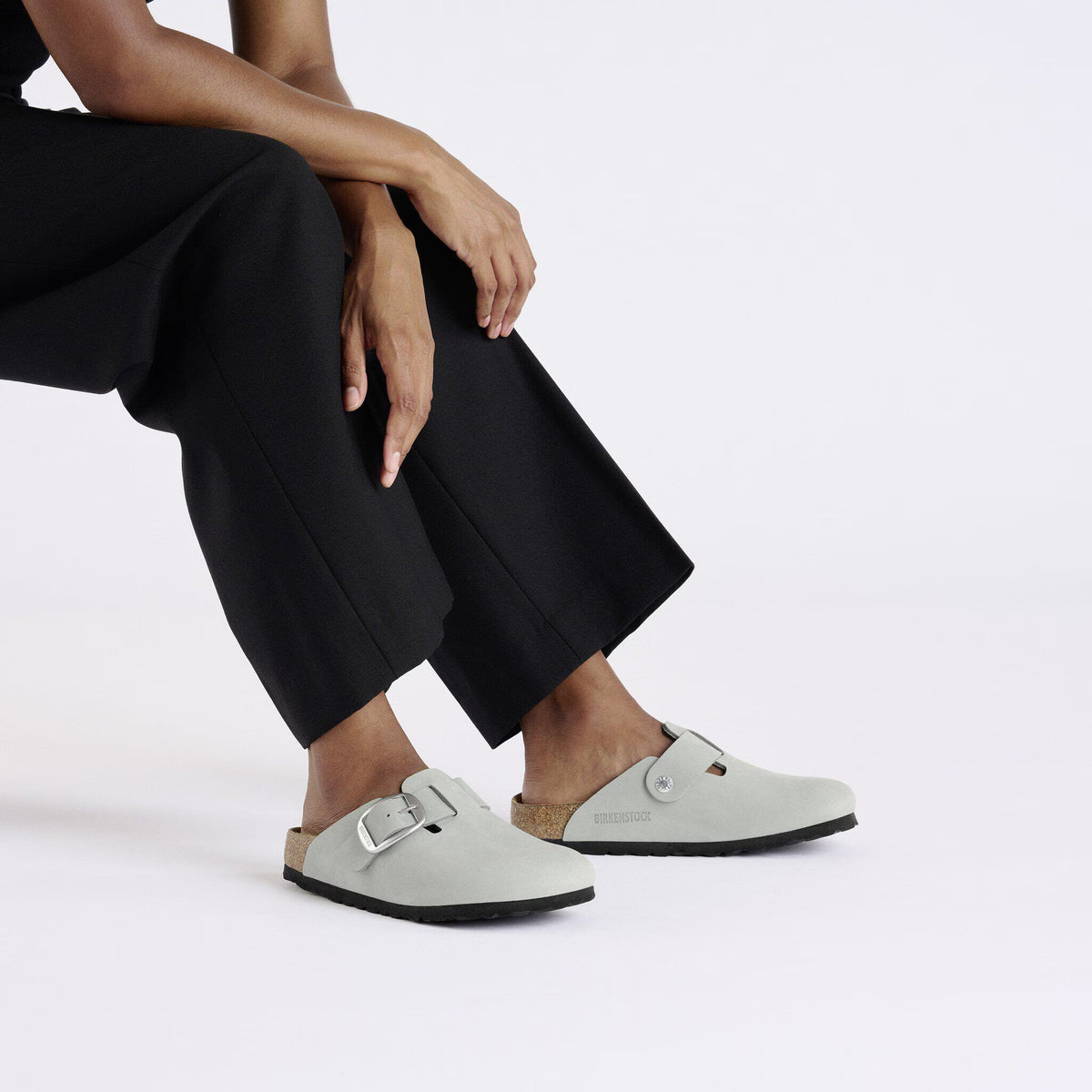 Birkenstock Premium Boston Big Buckle Cuir nubuck - Pure Sage