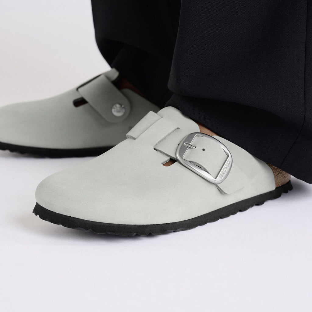 Birkenstock Premium Boston Big Buckle Cuir nubuck - Pure Sage