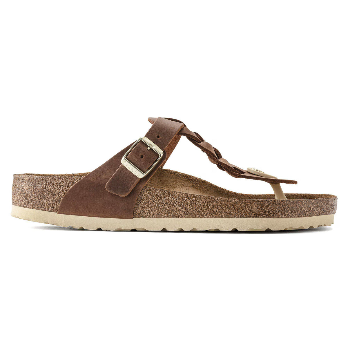 Birkenstock Premium Gizeh Braided Cuir huilé - Cognac