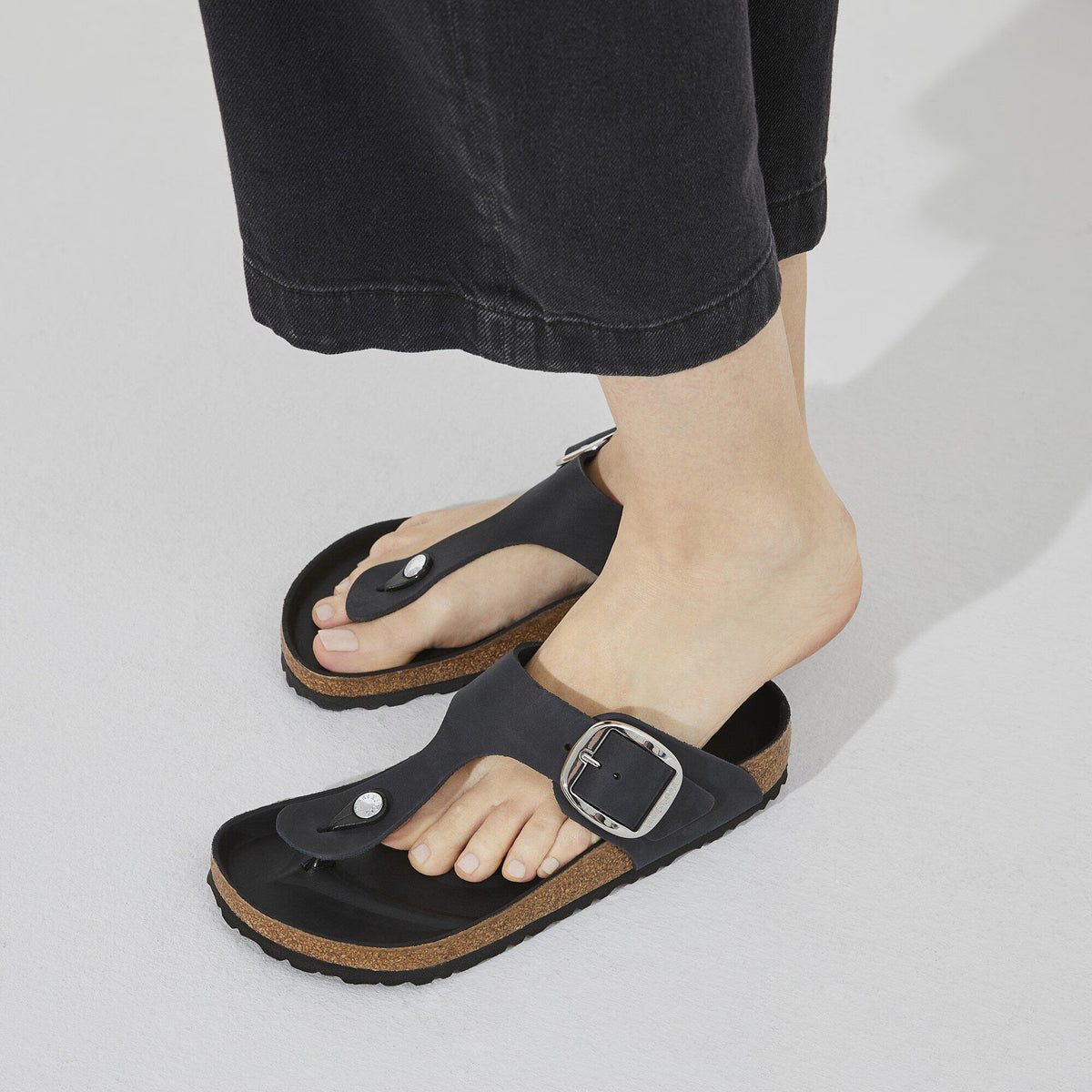 Birkenstock Premium Gizeh Big Buckle Cuir huilé - Black