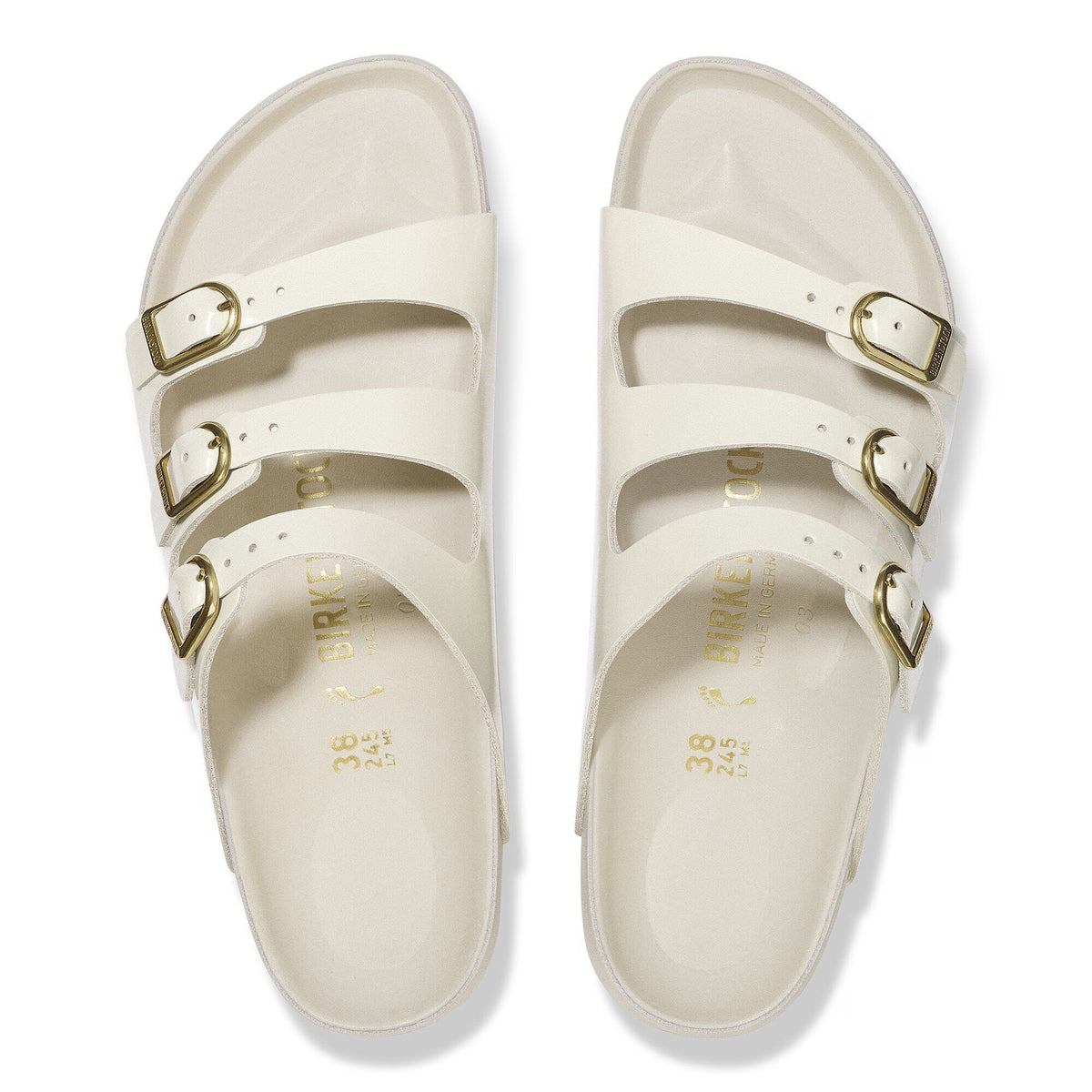 Birkenstock Premium Florida  Fresh Cuir naturel verni - High-Shine Ecru